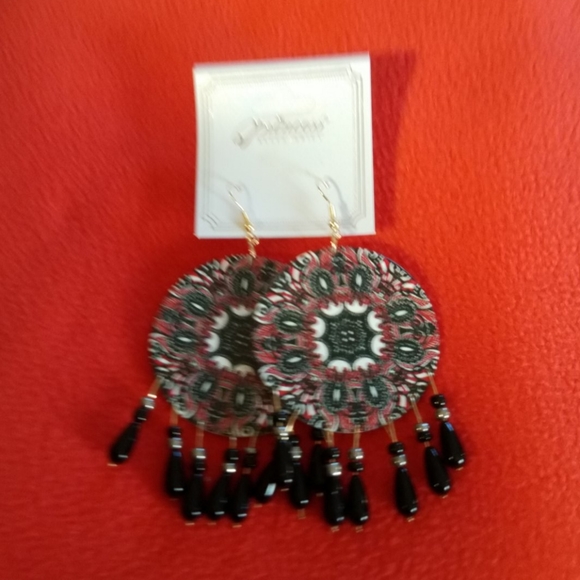 Set of 2.  Painted Wooden Earrings - Picture 4 of 5